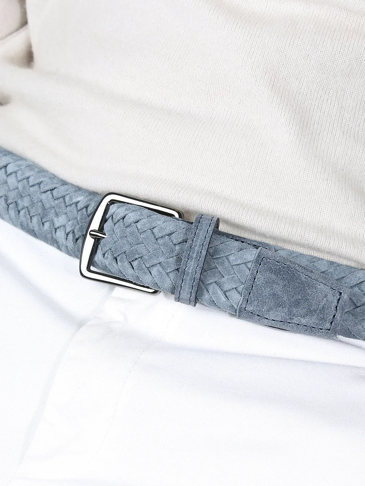 Light Blue Woven Suede Belt