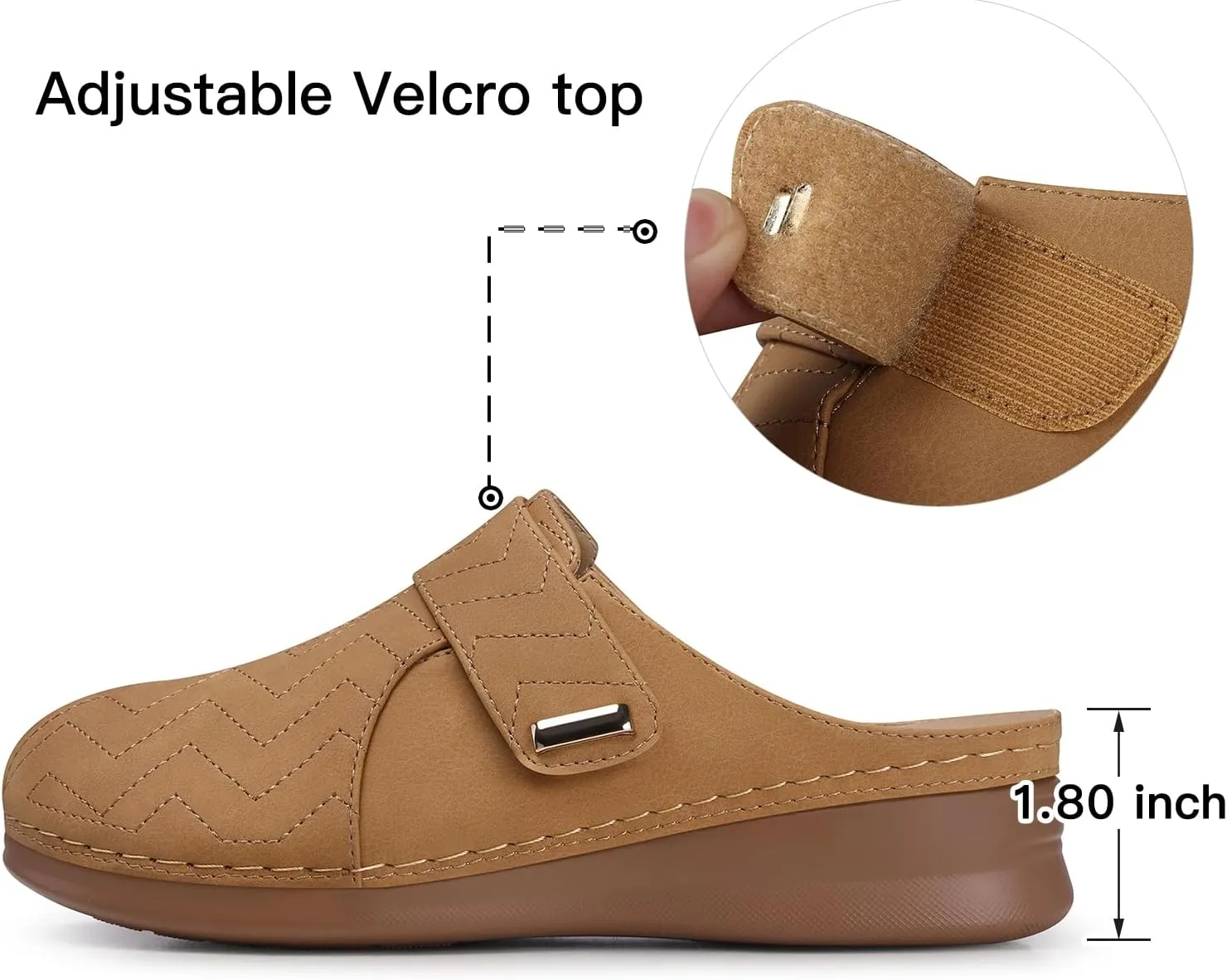 TEMOFON Mules for Women Slip on Sandals: Comfortable Clogs with Arch Support Leather Flats Closed Toe Sandals Shoes