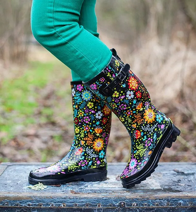 Women's Garden Play Tall Rain Boot - Black